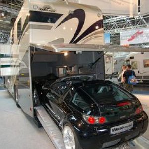 Motorhome with car garage